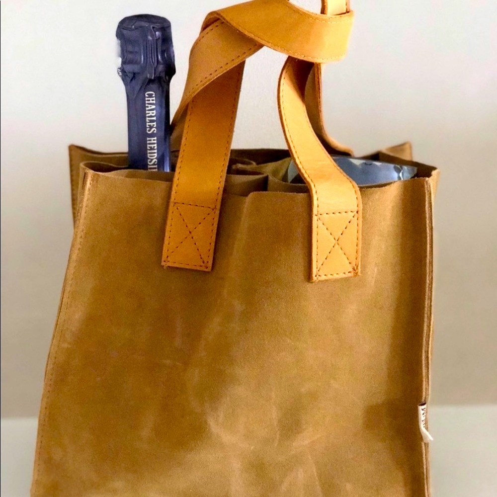 NWT Leather suede tote bag this Summer carry your wines with style